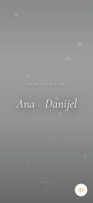 Digitalna pozivnica za venčanje Eternal Romance na ekranu telefona
